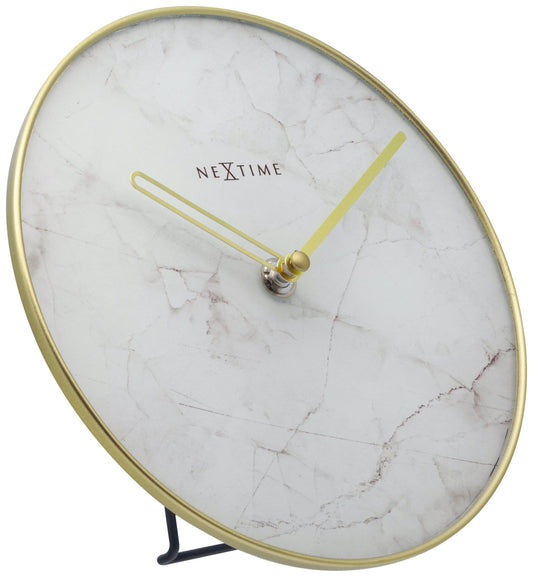 Table / Wall clock - 20 cm - Glass / Metal - 'Marble'