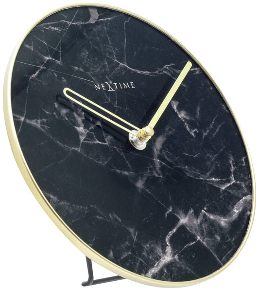 Table / Wall clock - 20 cm - Glass / Metal - 'Marble'
