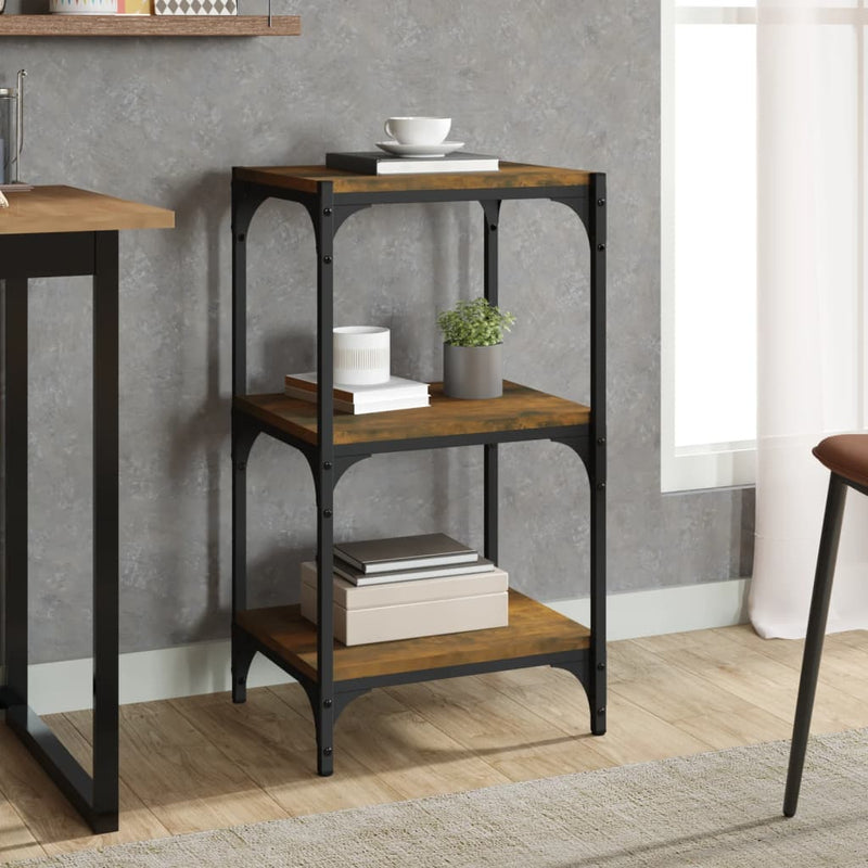 Boekenkast 60X33X70,5 Cm Bewerkt Hout En Staal Gerookt Eiken