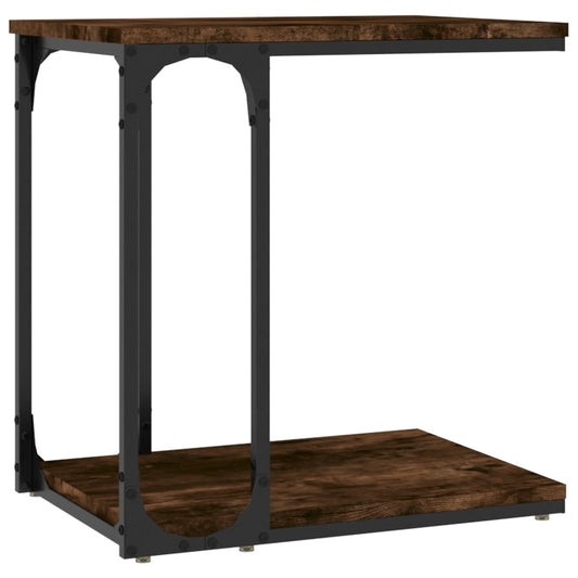 Bijzettafel 50X35X52 Cm Bewerkt Hout Gerookt Eikenkleurig