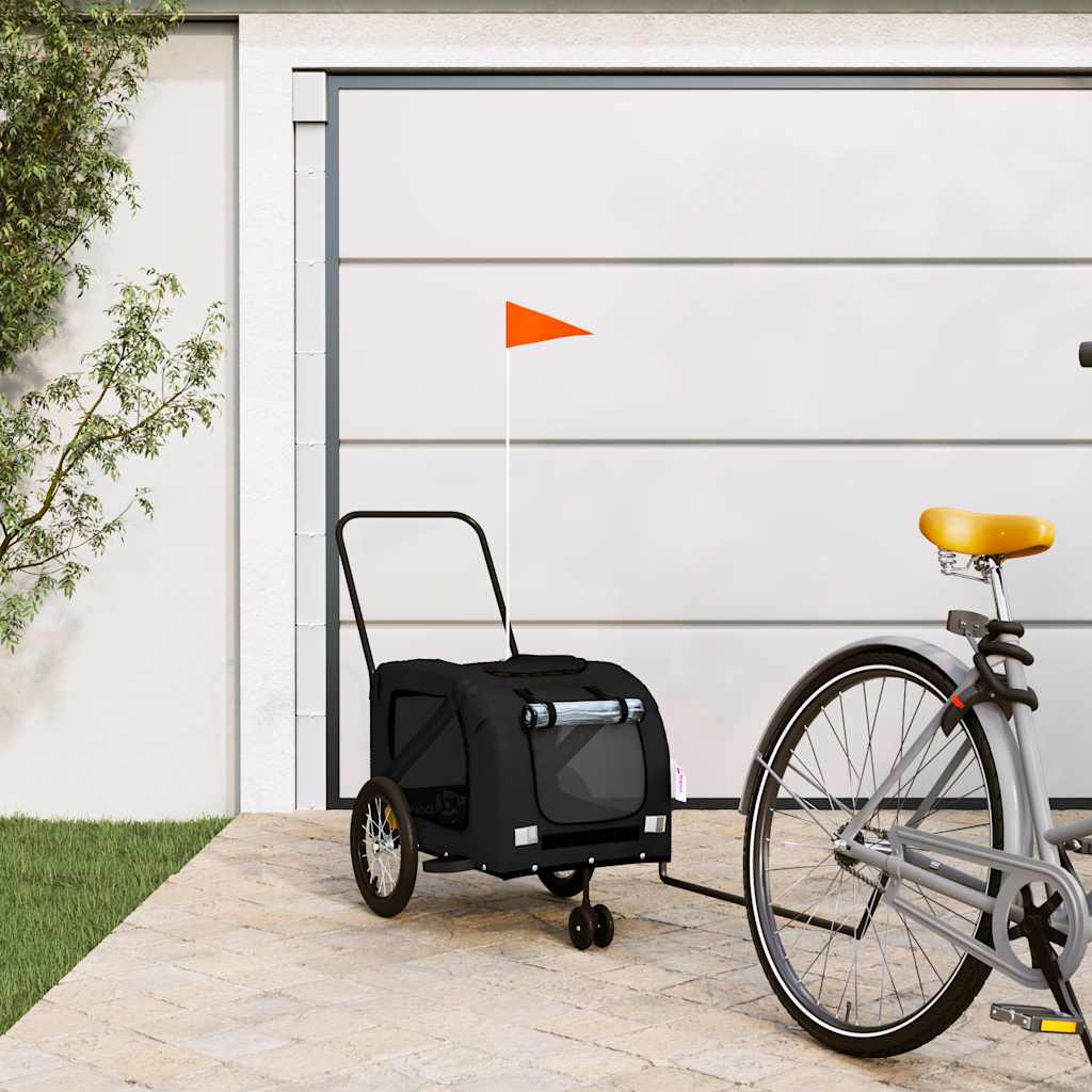 Hondenfietstrailer Oxford Stof En Ijzer En Grijs