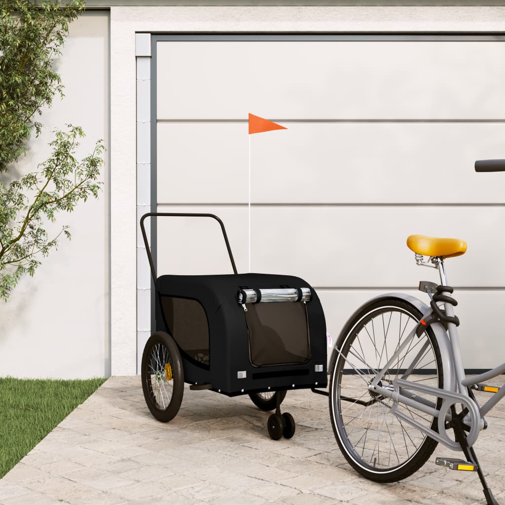 Hondenfietstrailer Oxford Stof En Ijzer En Zwart