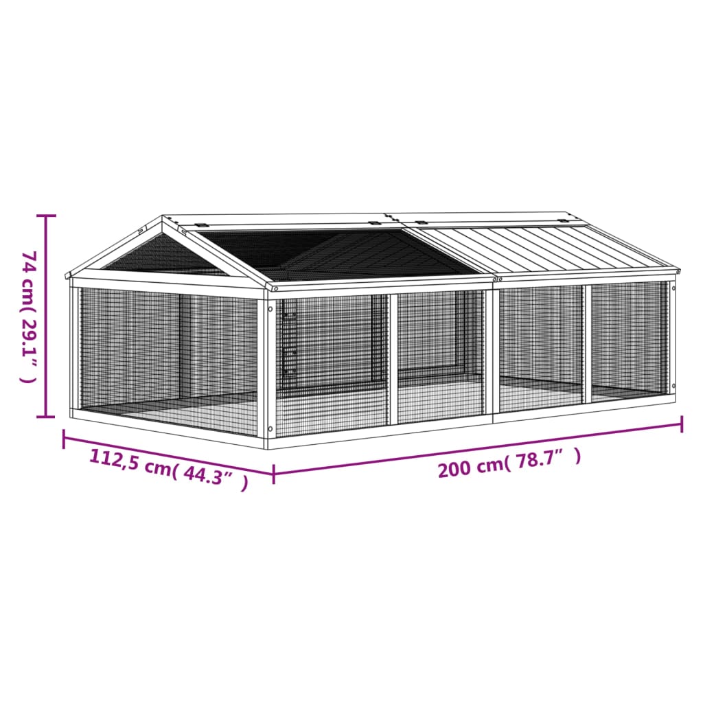 Dierenren 200X112,5X74 Cm Massief Grenenhout