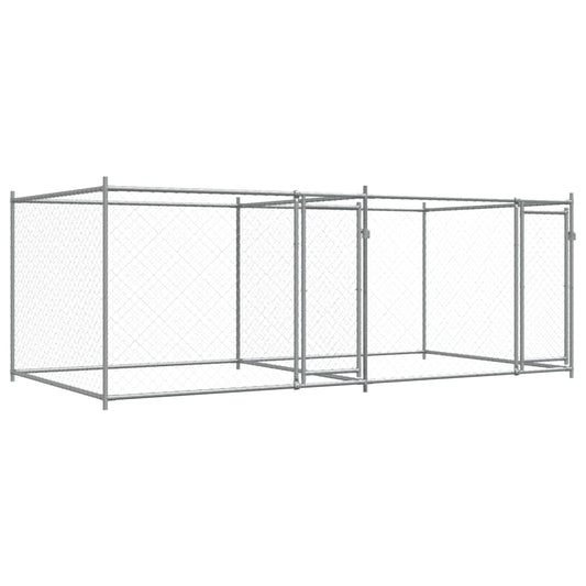 Hondenhok Met Deuren 4X2X1,5 M Gegalvaniseerd Staal Grijs