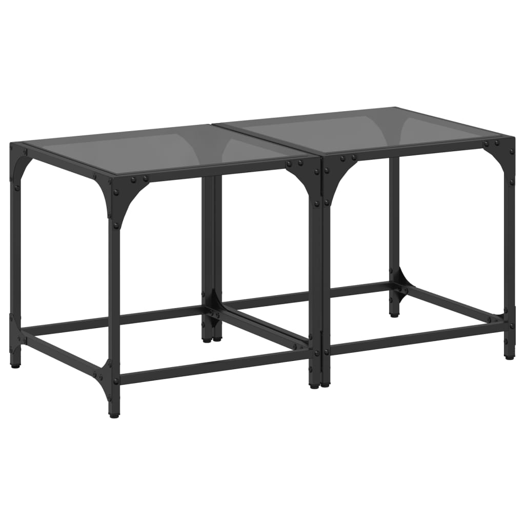 Salontafels Met Zwart Glazen Blad Staal