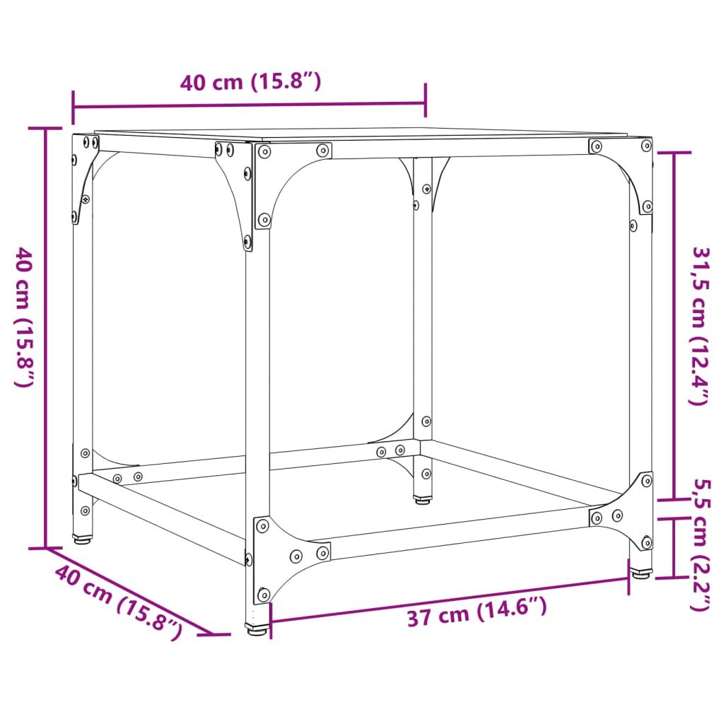 Salontafels Met Zwart Glazen Blad Staal