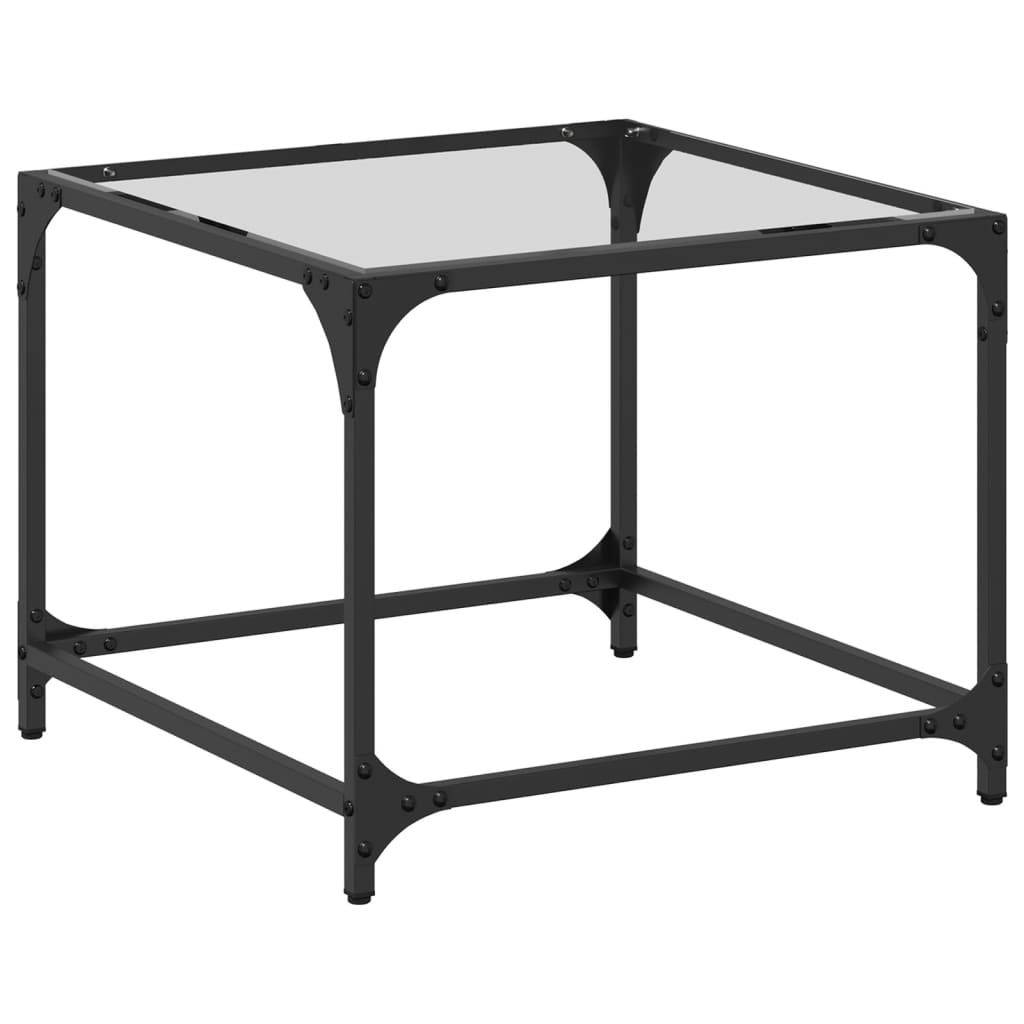 Salontafels Met Zwart Glazen Blad Staal
