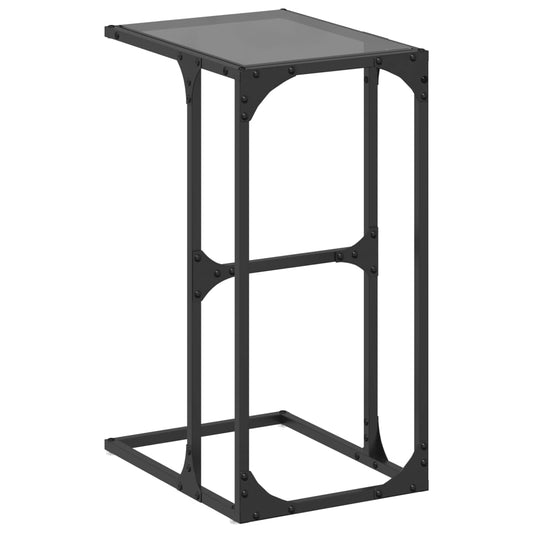 Bijzettafel Met Glazen Blad 40X30X61,5 Cm Staal