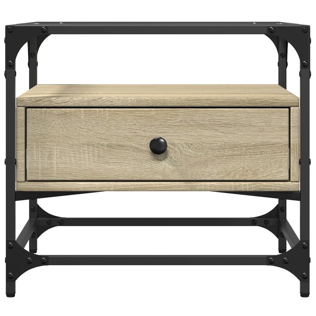 Salontafel Met Glazen Blad 50X50X45 Cm Staal