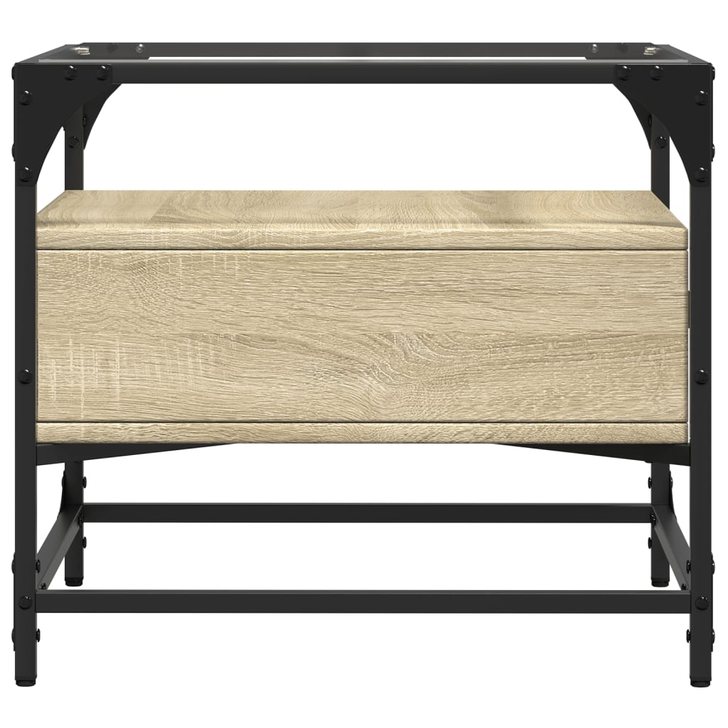 Salontafel Met Glazen Blad 50X50X45 Cm Staal