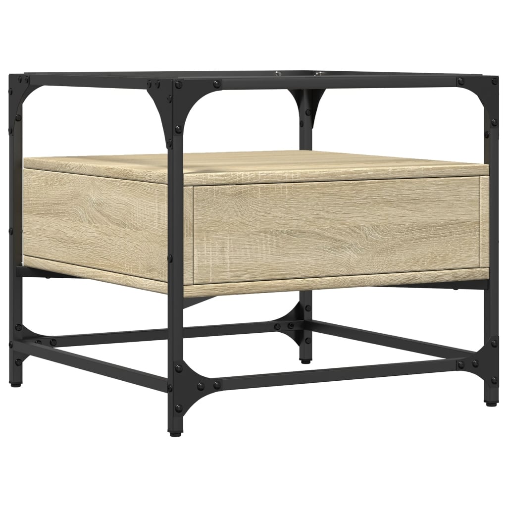 Salontafel Met Glazen Blad 50X50X45 Cm Staal