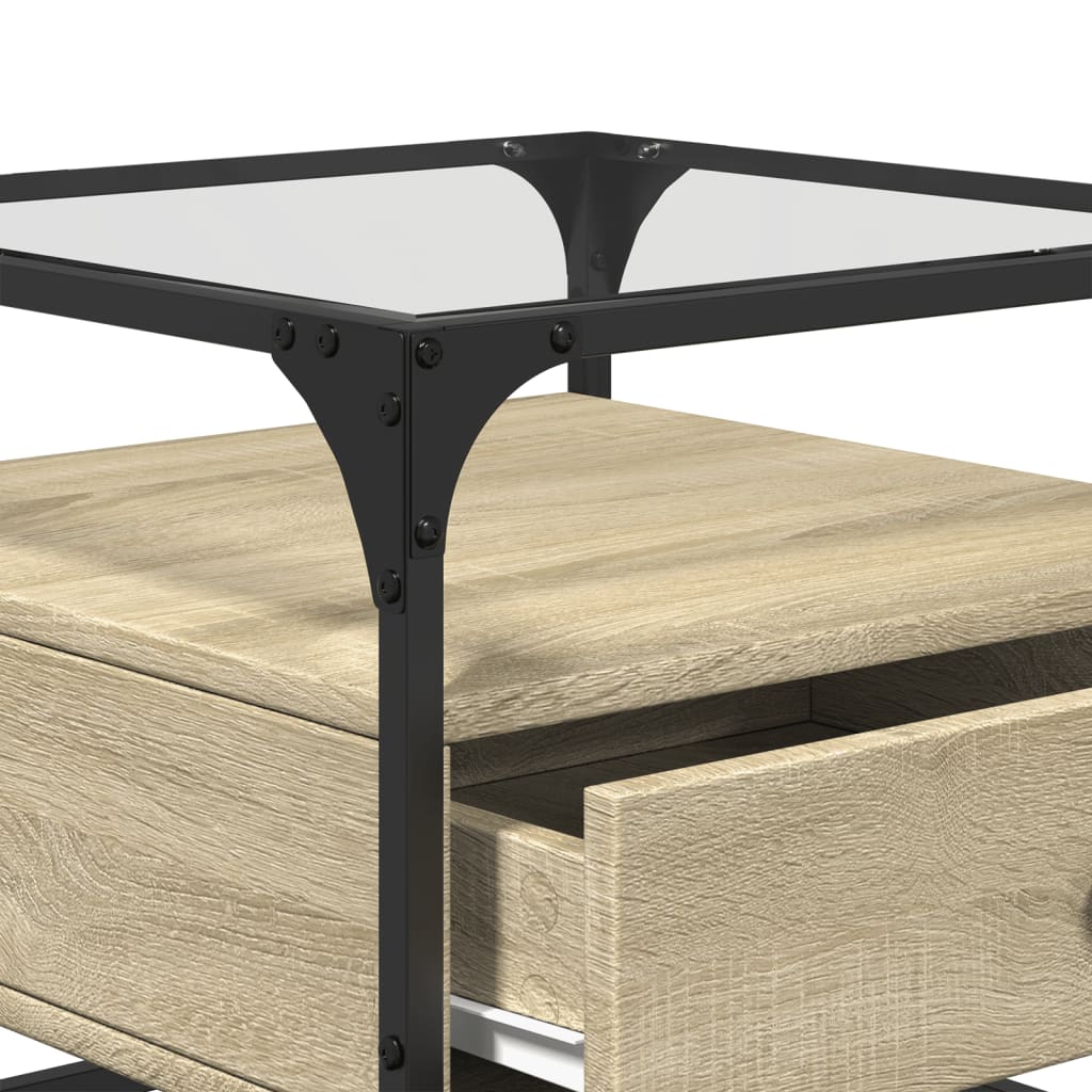Salontafel Met Glazen Blad 50X50X45 Cm Staal