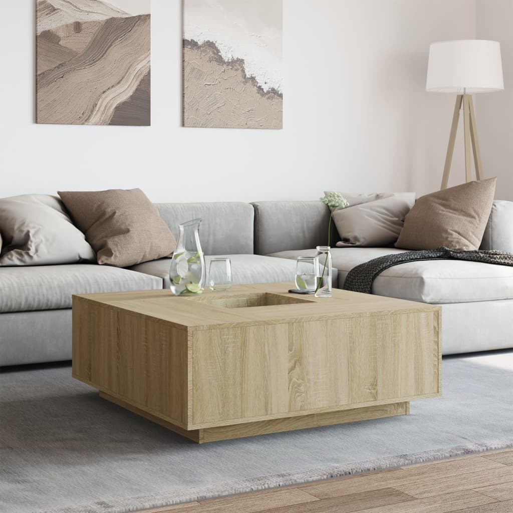 Salontafel 100X100X40 Cm Bewerkt Hout Kleurig