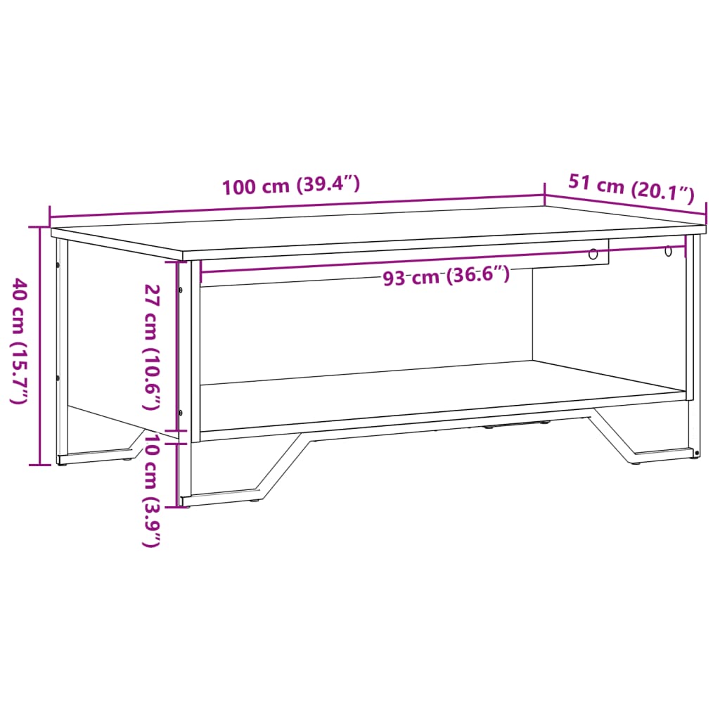 Salontafel 100X51X40 Cm Bewerkt Hout