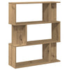 Boekenkast 80X24X96 Cm Bewerkt Hout Artisanaal Eikenkleur