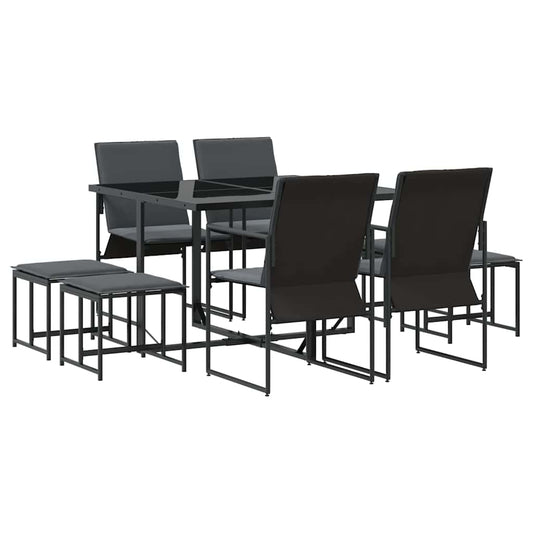 Tuin Eetset 9 Pcs Zwart Staal