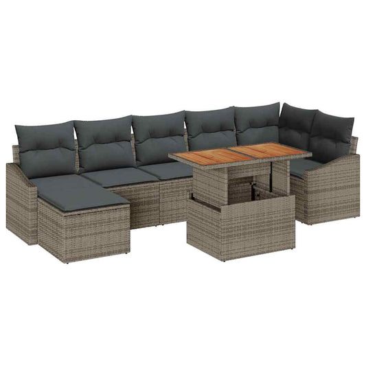 Tuin Eetset Met Kussen 8 Pcs En Bruin
