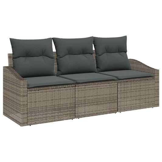 Tuin Sofa Set 3 Pcs Poly Rattan En Poedergecoat Staal