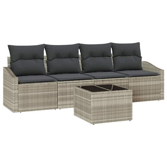 Tuin Sofa Set 5 Pcs Licht Grijs En Donker Grijs 55 X 55 X 37 Cm