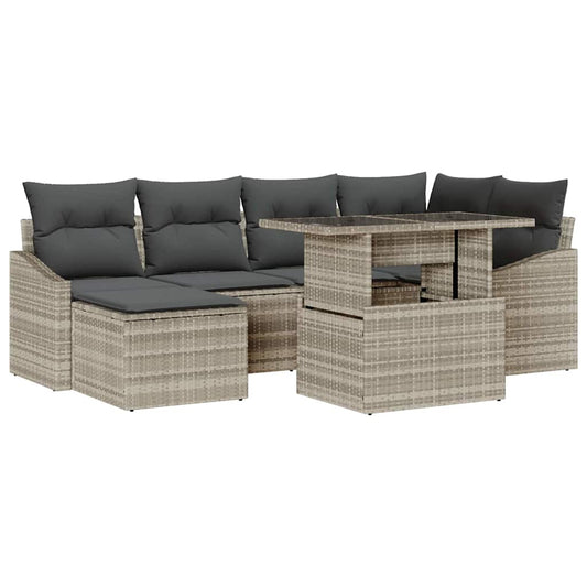 Tuin Sofa Set Met Kussen 7 Pcs Licht Grijs En Donker Grijs