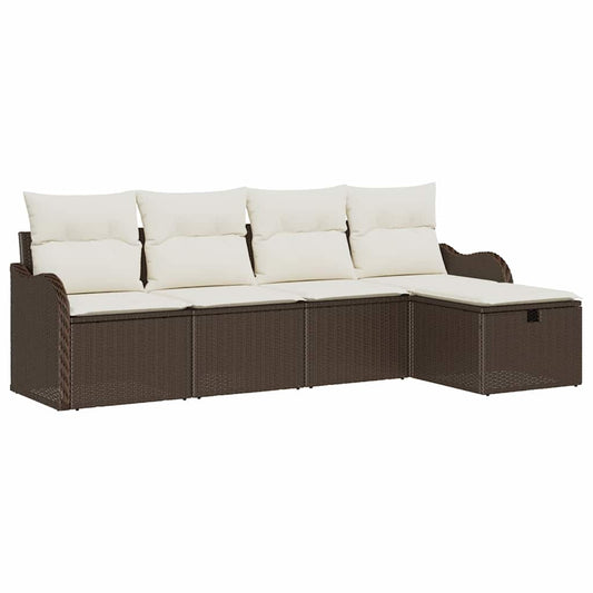 Tuin Sofa Set 5 Pcs En Crème 231 X 117 X 85 Cm Poly Riet