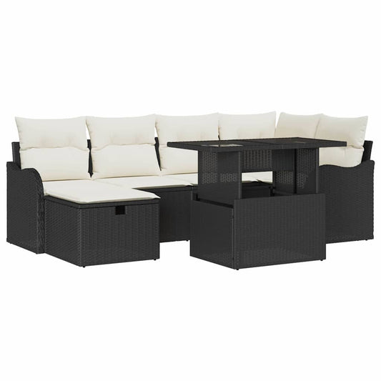 Tuin Sofa Set Met Kussen Met Opslag 7 Pcs Poly Riet