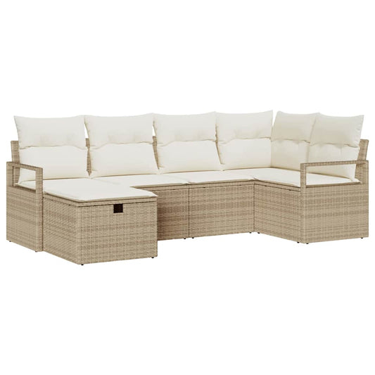 Tuin Sofa Set Met Kussen Met Opslag 6 Pcs Poly Riet