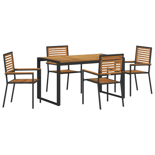Tuin Eetset 5 Pcs En Hout 140 X 80 X 75 Cm Poly Rattan