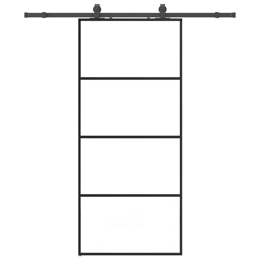 Schuifdeur Met Beslagset 90X205 Cm Esg Glas Zwart