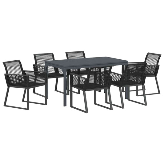 Tuin Eetset 7 Pcs Staal En Poly Riet
