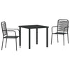 Tuin Eetset 3 Pcs Zwart Katoen Touw En Staal