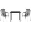 Tuin Eetset 3 Pcs Zwart Katoen Touw En Staal