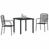 Tuin Eetset 3 Pcs Zwart Katoen Touw En Staal