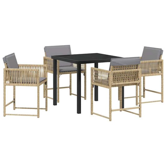 Tuin Eetset 5 Pcs Beige Poly Rattan