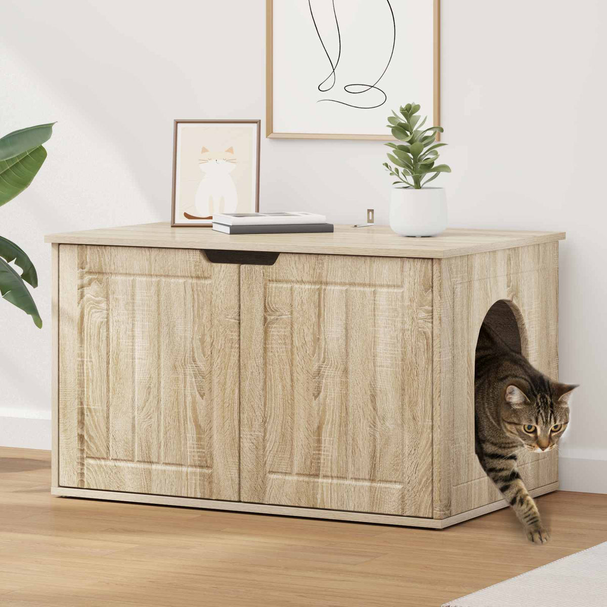 Kattenhuis 85 X 55 X 50,5 Cm Bewerkt Hout