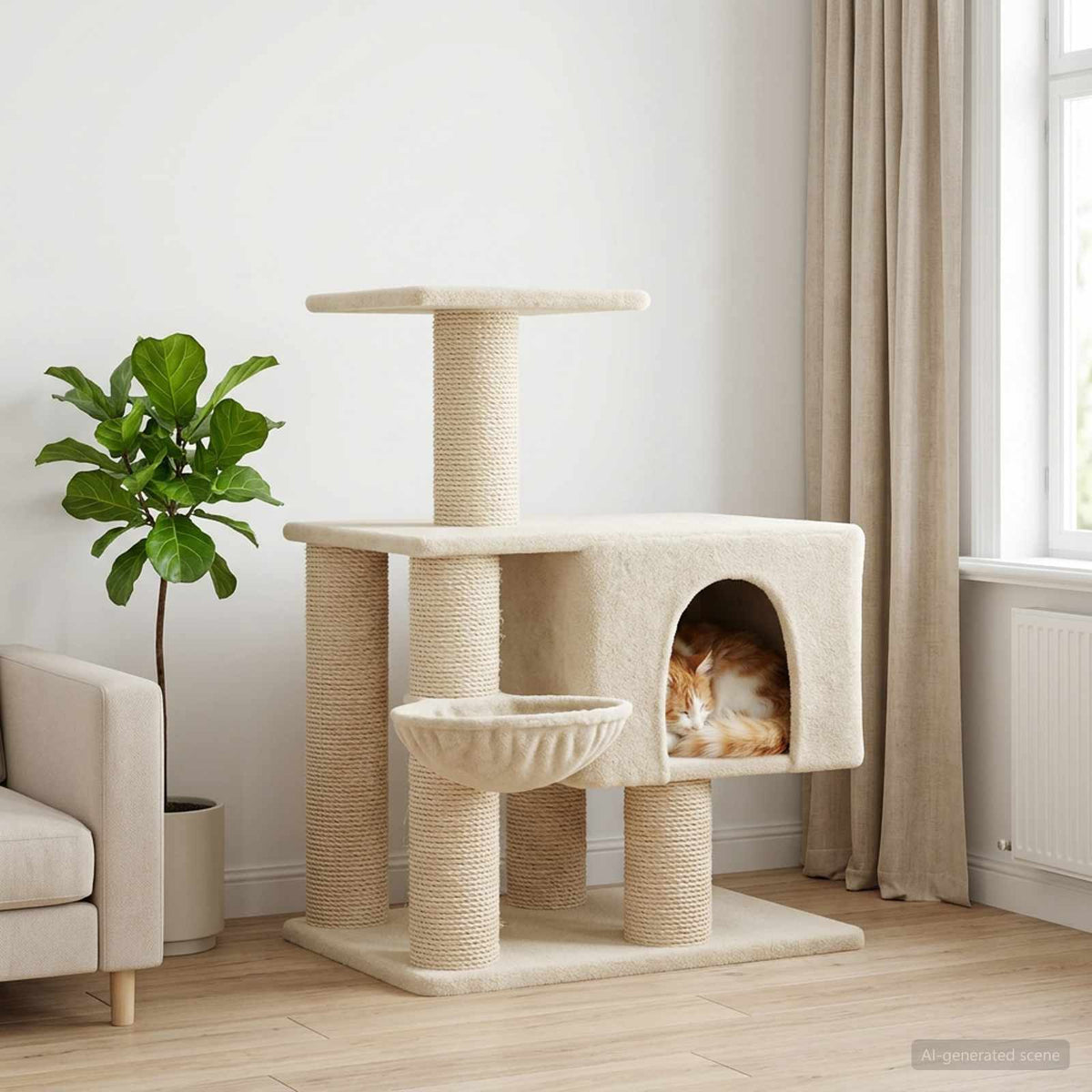 Kattenboom Met Sisal Krabpalen 96 Cm