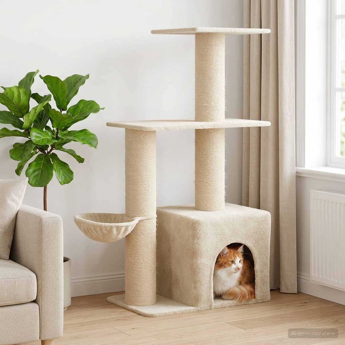 Kattenboom Met Sisal Krabpalen 133 Cm