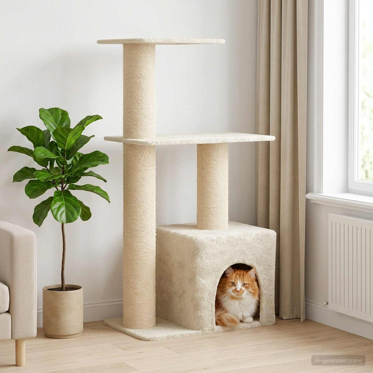 Kattenboom Met Sisal Krabpalen 133 Cm