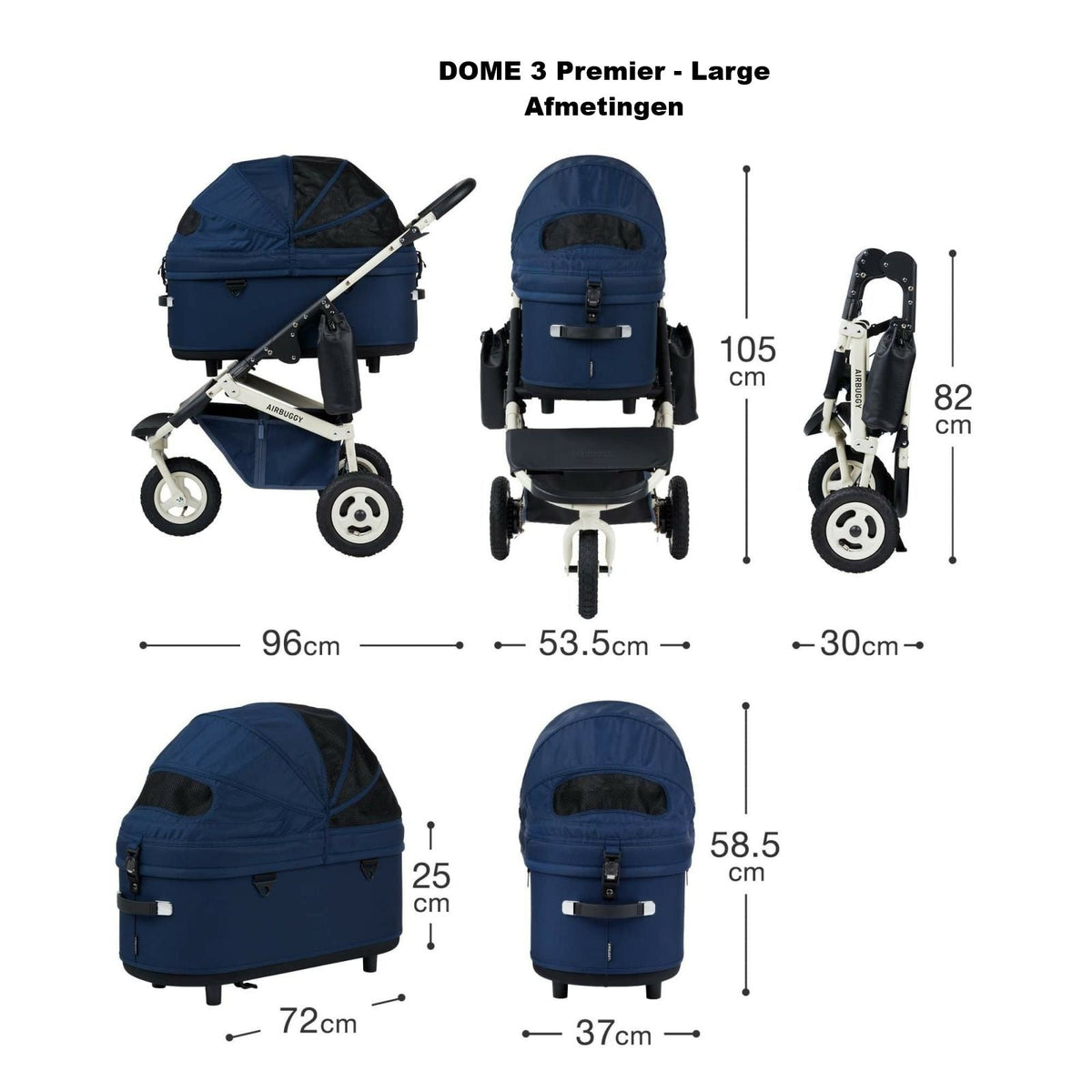 AirBuggy DOME 3 Large Earth Grey - Luxe hondenbuggy