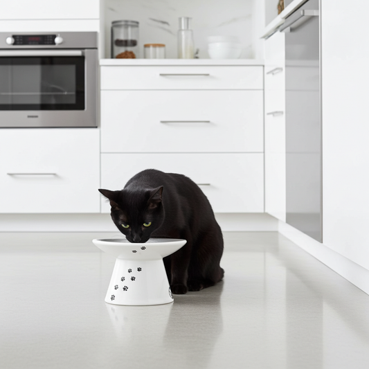 Luxe verhoogde kattenvoerbak - ergonomisch & porselein