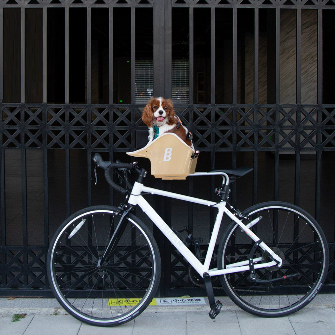 B&B Canine Copilot Honden Fietszitje voor Kleine Honden Beige