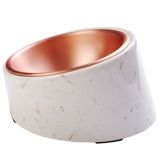 GOLD hondenvoerbak - roségoud RVS eetbak - M
