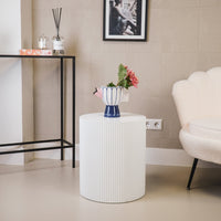 Bijzettafel - Cilinder -MDF - Wit - 39x39x45cm