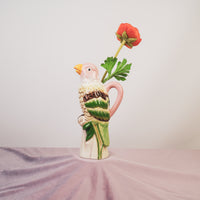 Vaas- Bloemenvaas Vogel-Dolomiet -Roze- 12x9x23cm