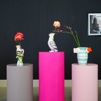 Vaas- Bloemenvaas Vogel-Dolomiet -Roze- 12x9x23cm