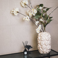 Vaas - Bloemenvaas Lippen - Keramiek - Zand -  17x17x27cm