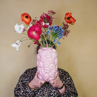 Vaas - Bloemenvaas Lippen- Keramiek - Licht Roze -  17x17x27cm