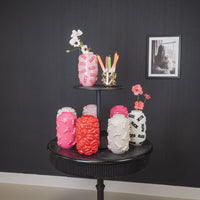 Vaas - Bloemenvaas - Piemels - Keramiek - Zand -  17x17x27cm