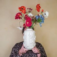 Vaas - Bloemenvaas - Piemels - Keramiek - Zand -  17x17x27cm