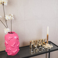 Vaas - Bloemenvaas - Piemels - Keramiek - Fluor Roze  -  17x17x27cm